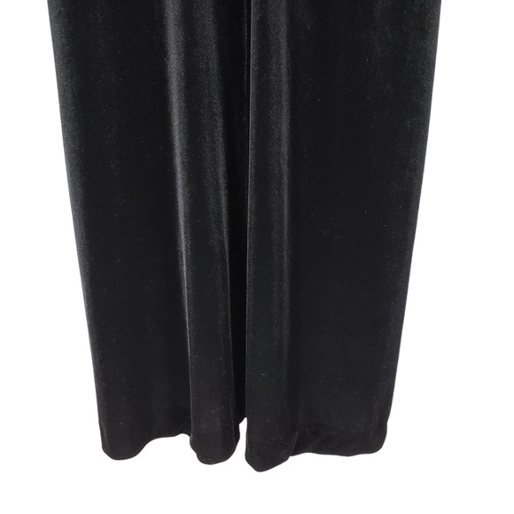 Huis Clos Velour Midi Dress 12 Women Black Short Sleeve Velvet Mesh Soft Vintage - Picture 10 of 10